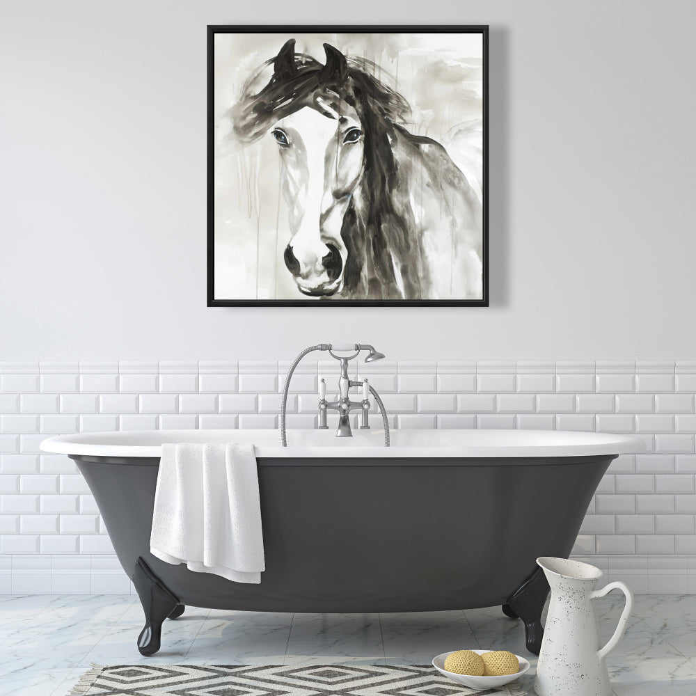 Beautiful Wild Horse Framed Canvas | Minimalist Bedroom Decor