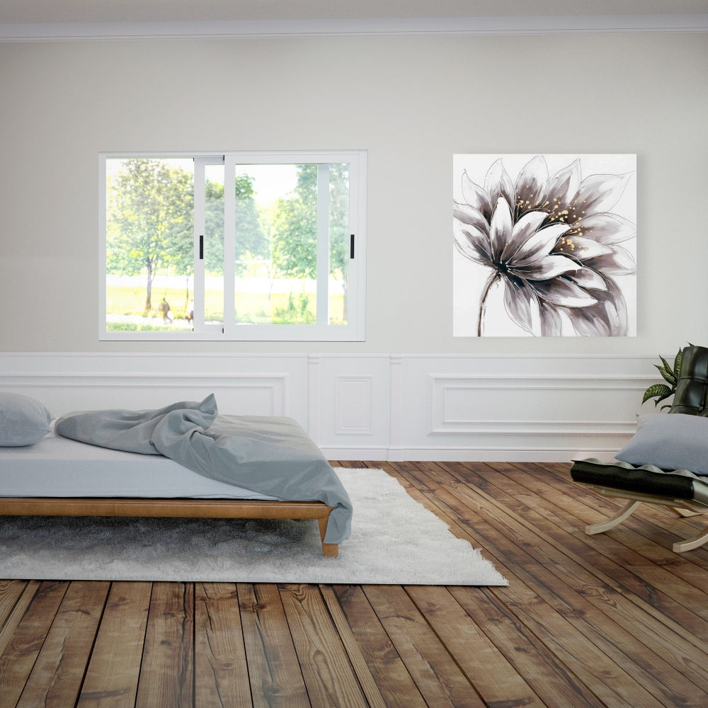 Purple Flower Canvas | Romantic Bedroom Decor | Gold Center