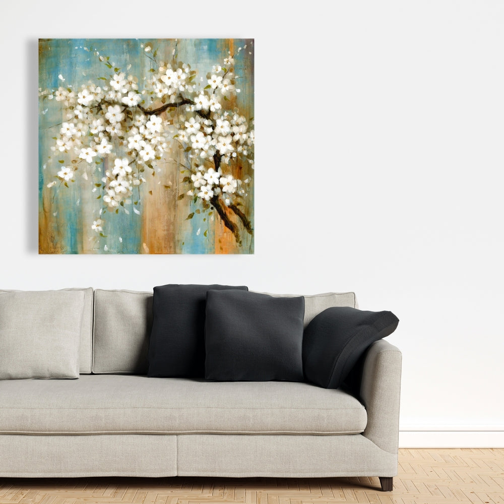 Relaxing Cherry Blossoms Canvas - White Asian Floral Decor