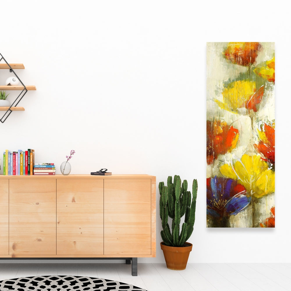 Yellow Contemporary Botanical Canvas | Modern Flower Decor