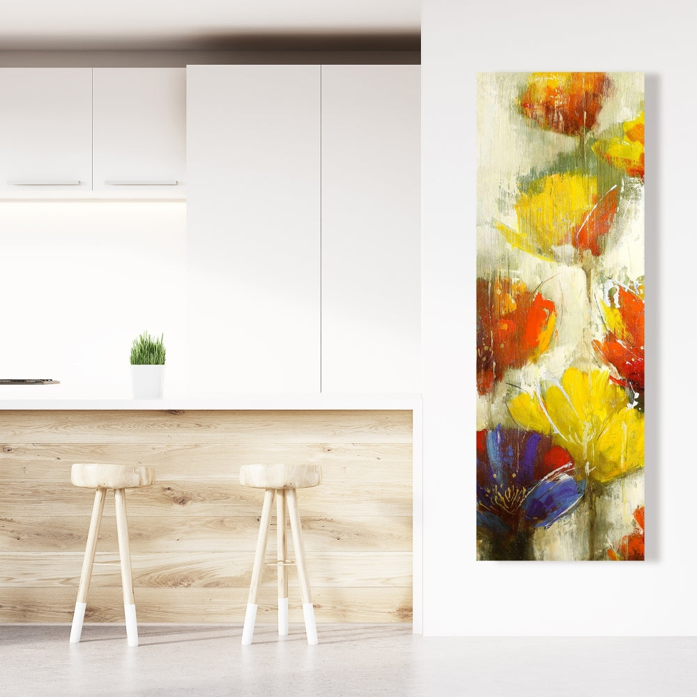 Yellow Contemporary Botanical Canvas | Modern Flower Decor