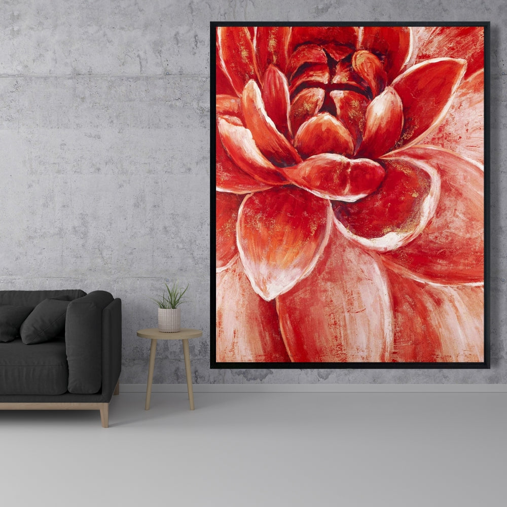 Red Chrysanthemum Canvas | Modern Botanical Wall Art Decor