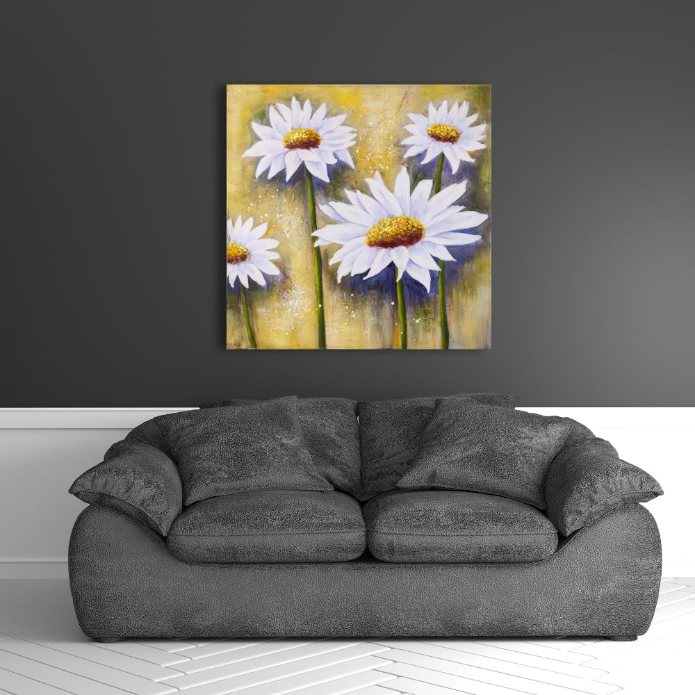 Daisies at Sun - White Floral Botanical Canvas | Home Decor