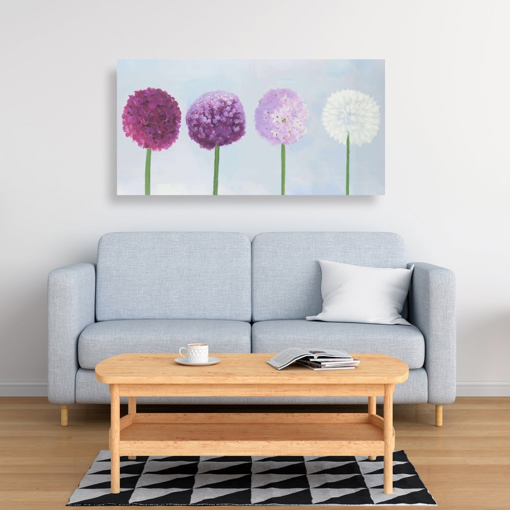 Romantic Purple Dahlia Pompon Botanical Canvas | Home Decor