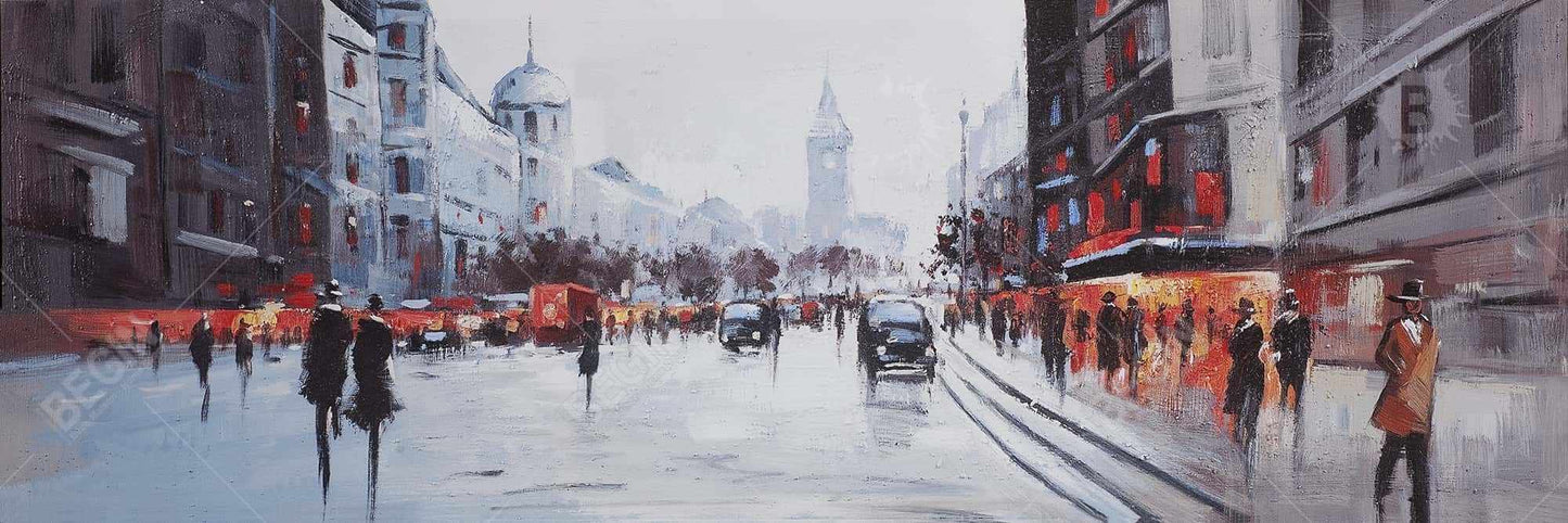 Street Scene with Cars Gray Office Canvas | Home Decor Art