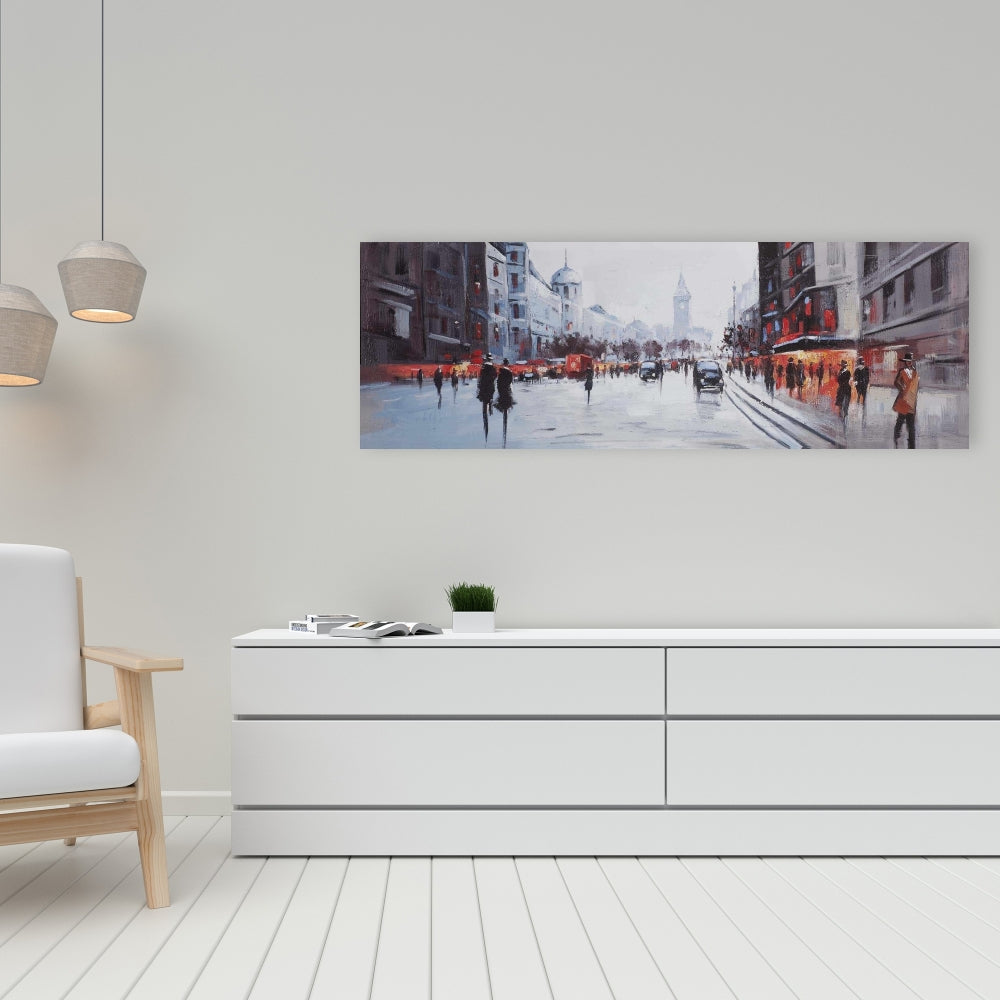 Street Scene with Cars Gray Office Canvas | Home Decor Art