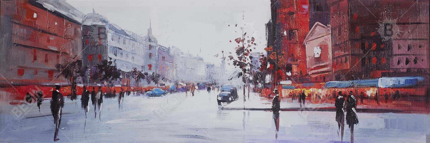 Black and Red Street Scene Canvas | Contemporary Office Decor