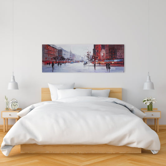 Toile Scène de rue noire et rouge | Décoration de bureau contemporaine