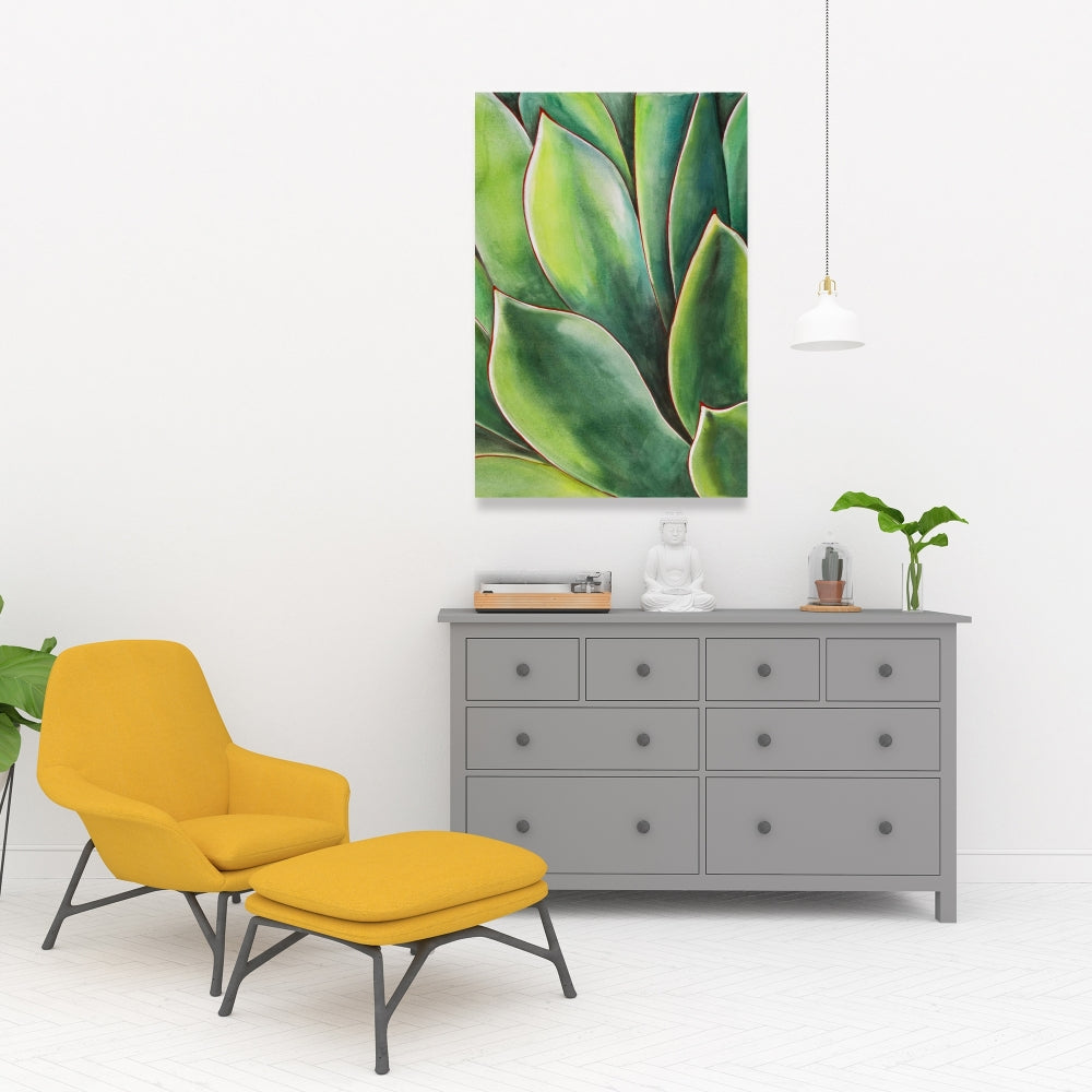 Watercolor Agave Plant Canvas | Exotic Botanical Bedroom Decor