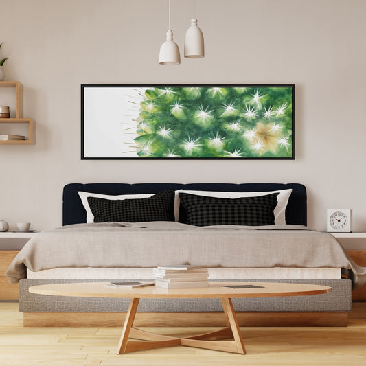 Watercolor Mini Cactus Green Framed Canvas - Bedroom Decor