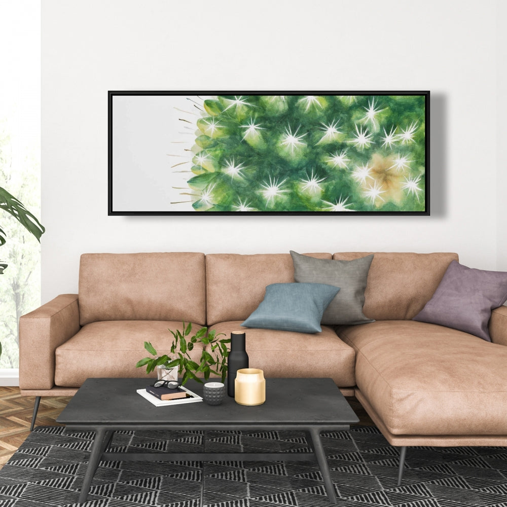 Watercolor Mini Cactus Green Framed Canvas - Bedroom Decor