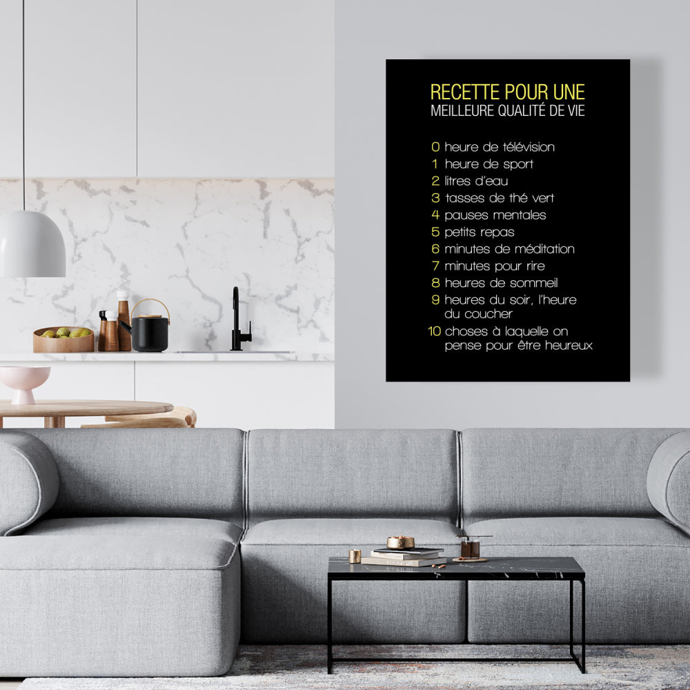 Recipe of Happiness Canvas - Spiritual Yellow Kitchen Decor