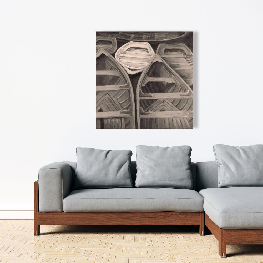 Sepia Canoes Bedroom Brown Canvas | Contemporary Home Decor