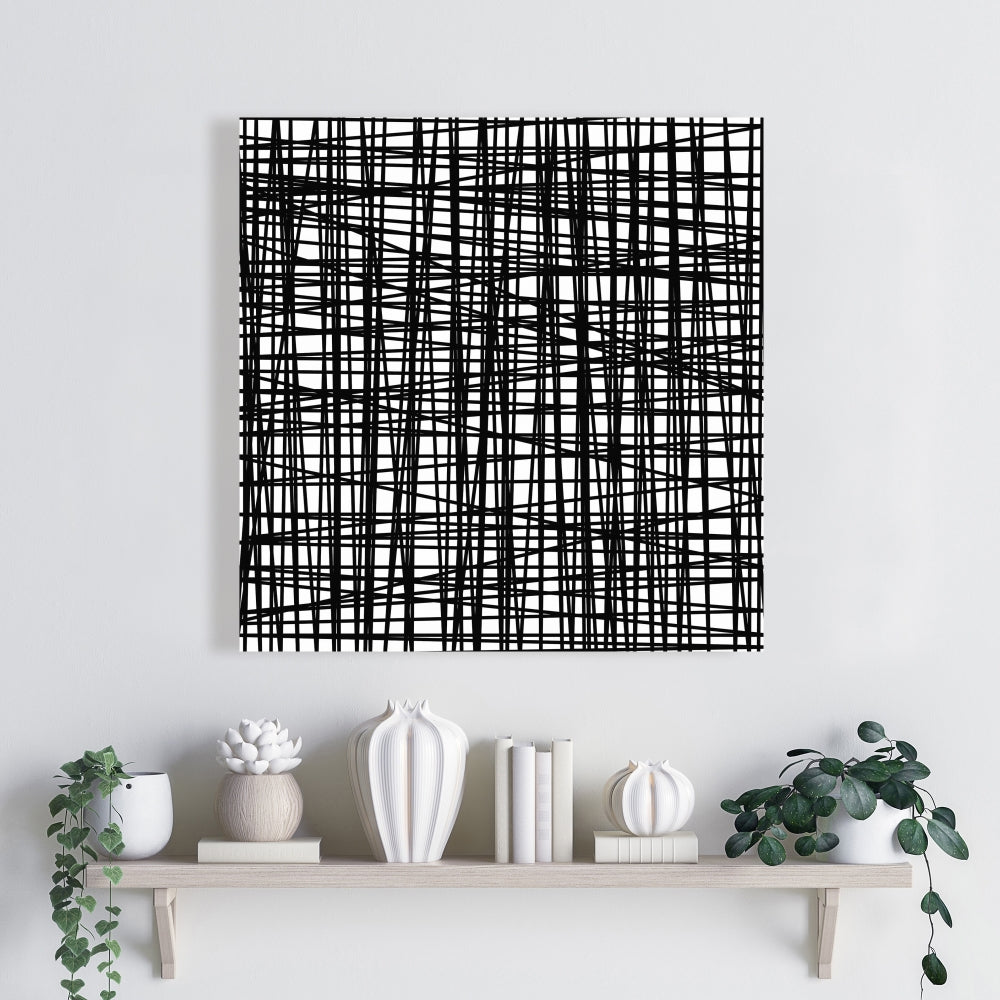 Abstract Small Stripes Canvas - Shapes Contemporary Bedroom Decor