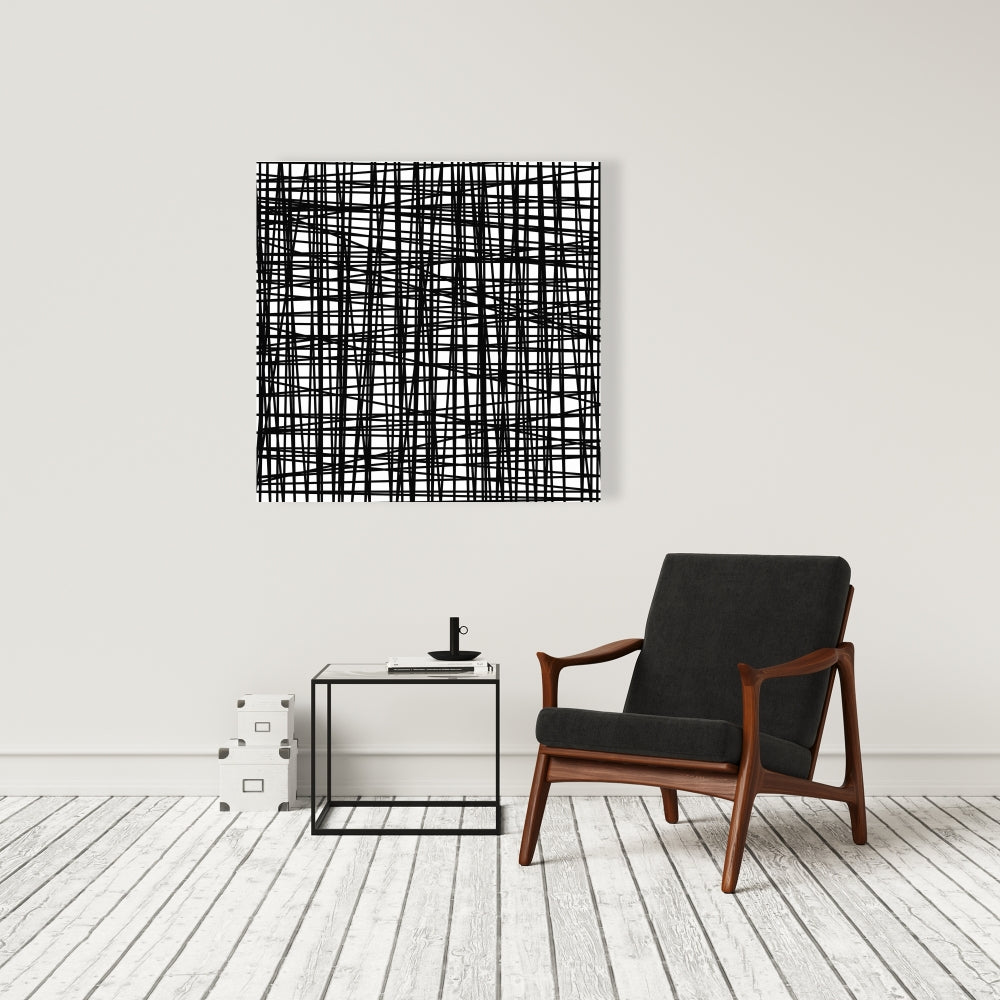 Abstract Small Stripes Canvas - Shapes Contemporary Bedroom Decor