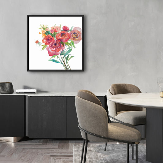 Romantic Pink Floral Watercolor Bouquet Canvas | Home Decor