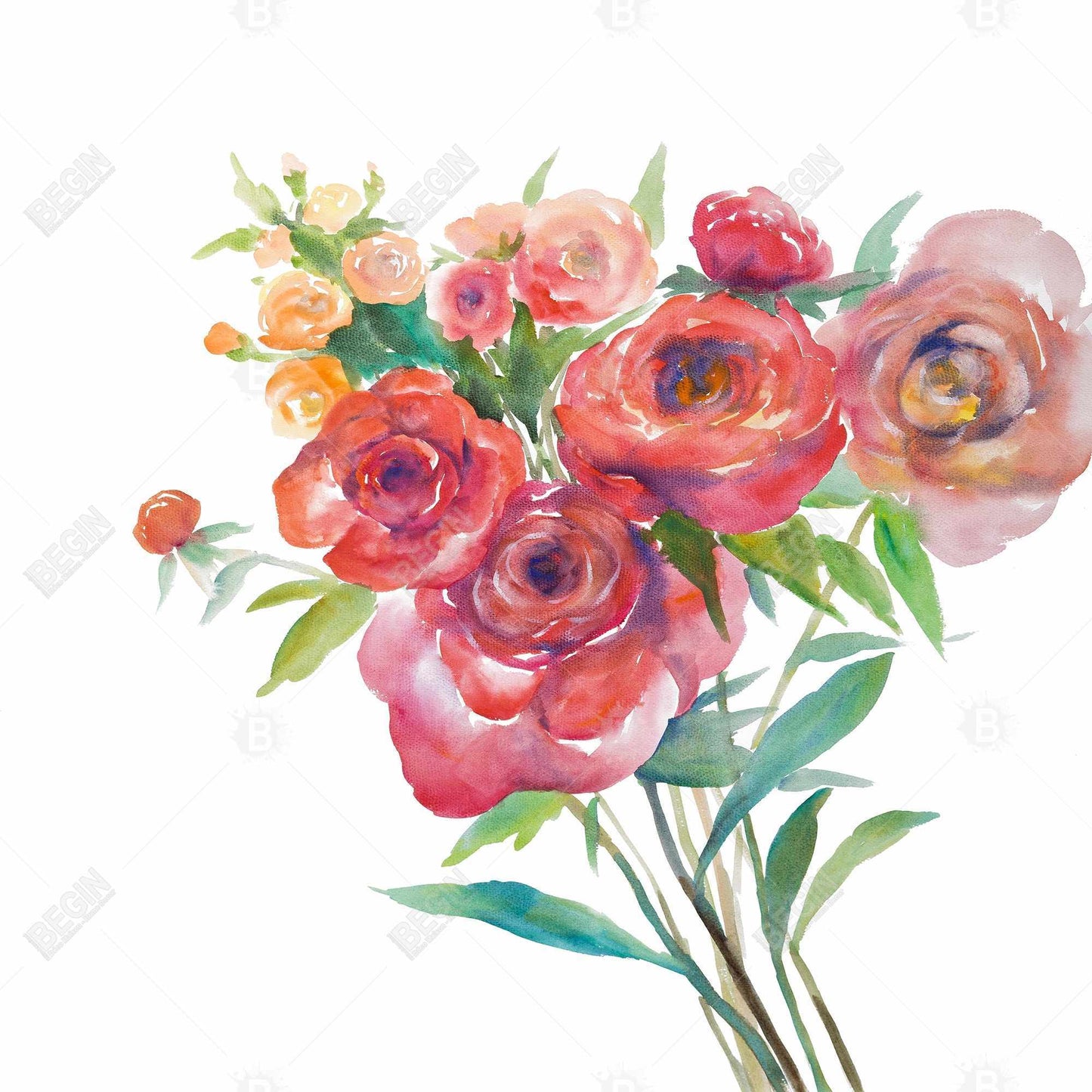 Romantic Floral Pink Canvas | Watercolor Bouquet Home Decor