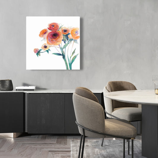 Toile botanique romantique pour chambre à coucher | Décor floral à l'aquarelle