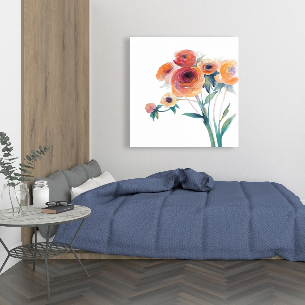 Botanical Romantic Bedroom Canvas | Watercolor Flowers Decor