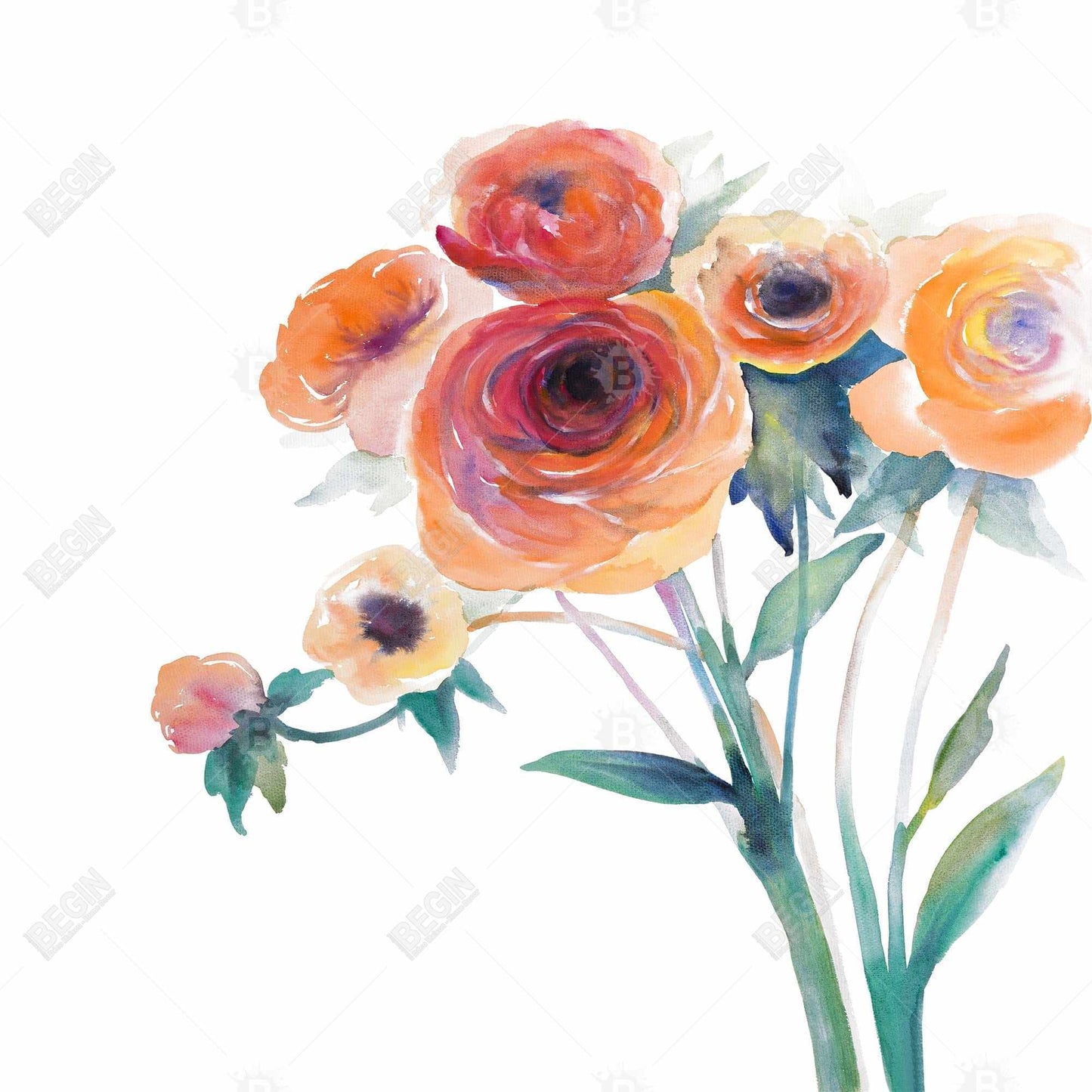 Botanical Romantic Bedroom Canvas | Watercolor Flowers Decor