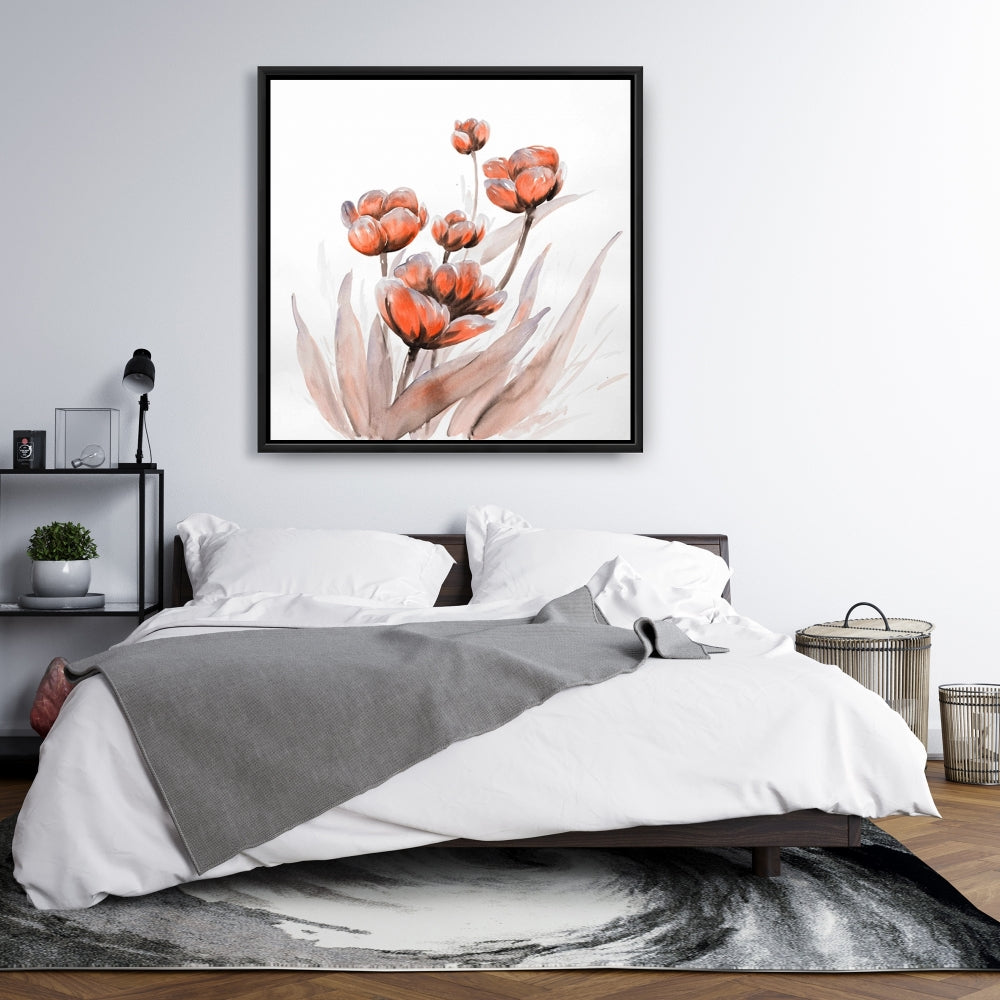 Toile romantique à fleurs sauvages | Décoration botanique pour chambre à coucher