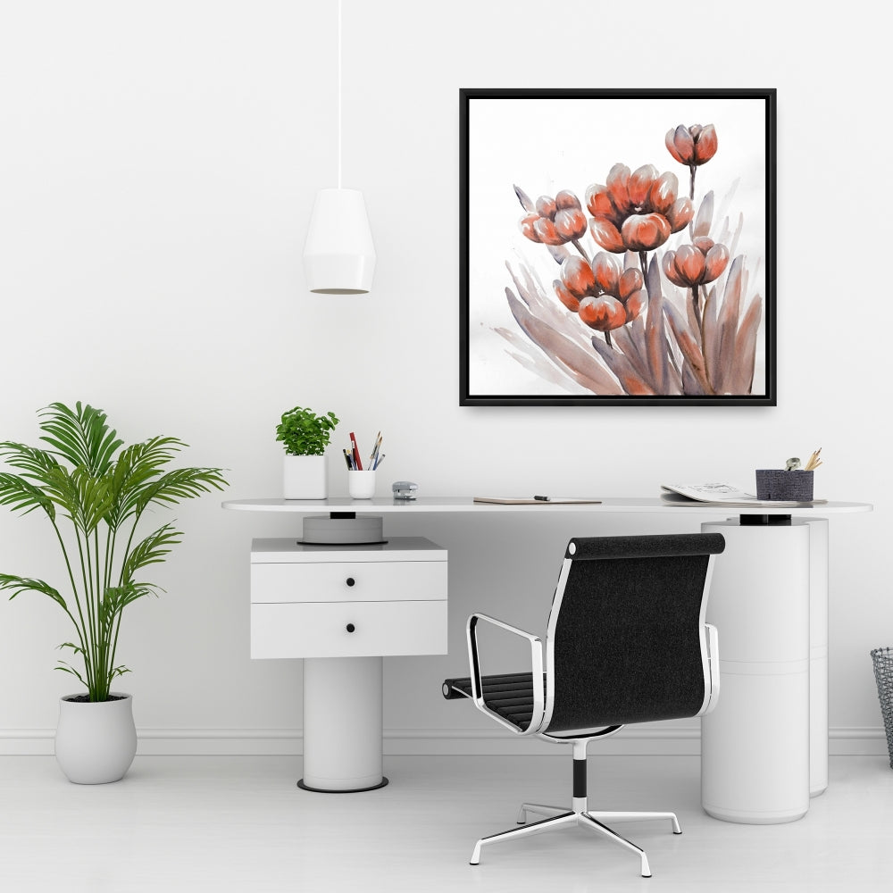Watercolor Red Flowers Canvas | Romantic Bedroom Wall Art