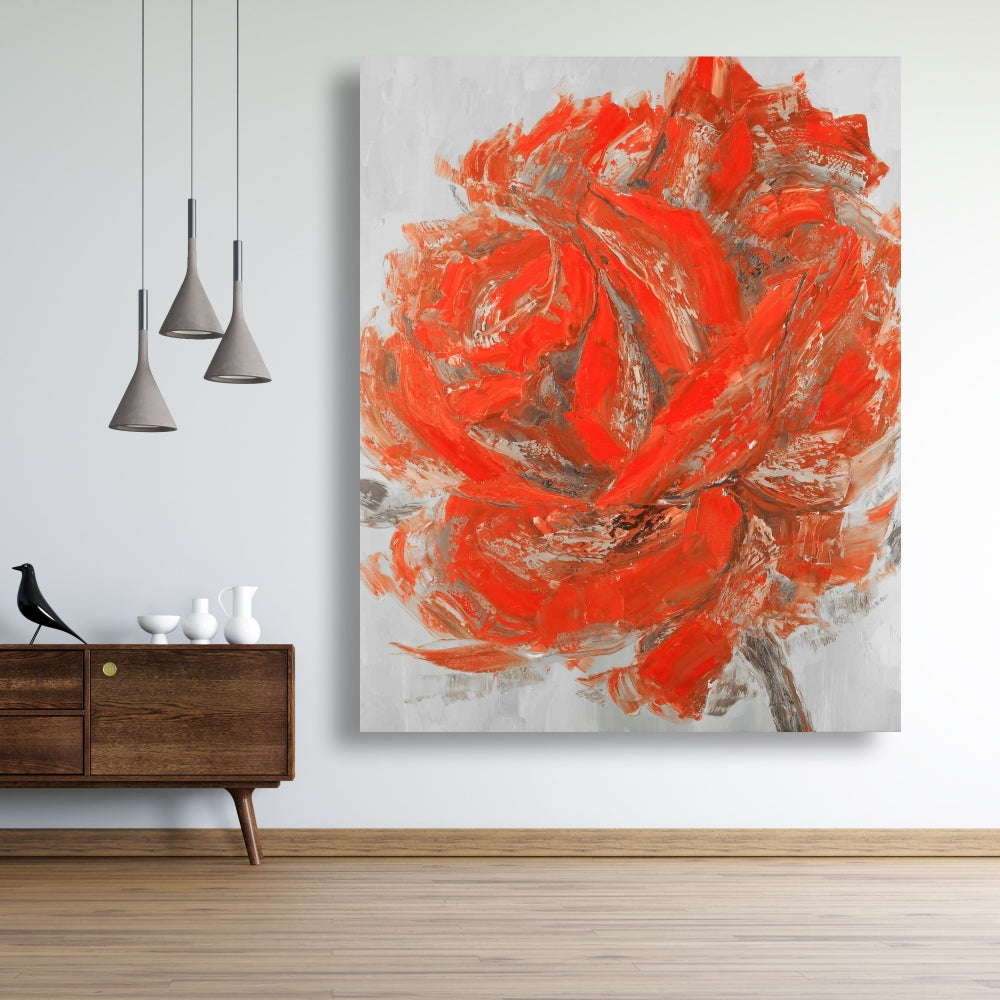 Gray Botanical Canvas - Abstract Rose Art for Bedroom Decor
