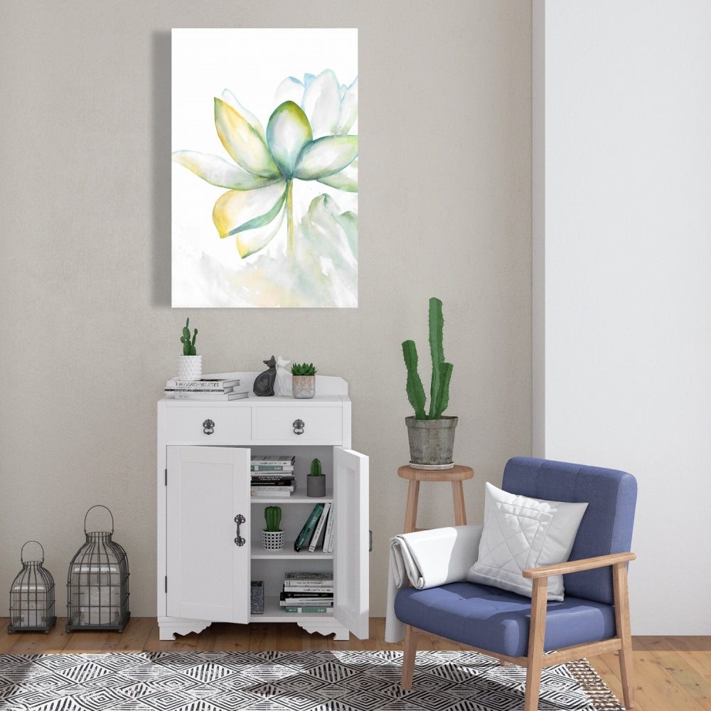 Green Botanical Canvas | Abstract Lotus Flower Home Decor