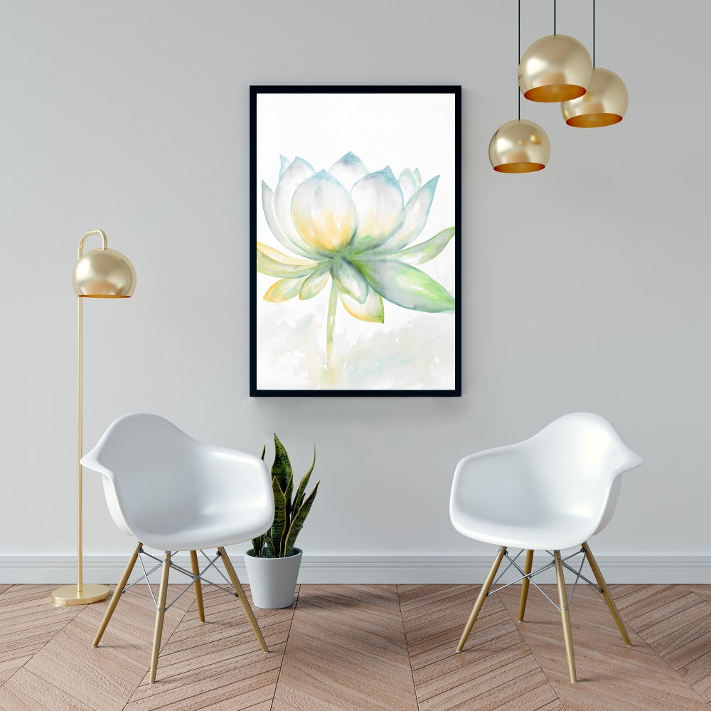 Toile encadrée Fleur de lotus botanique bleue | Décoration d'intérieur