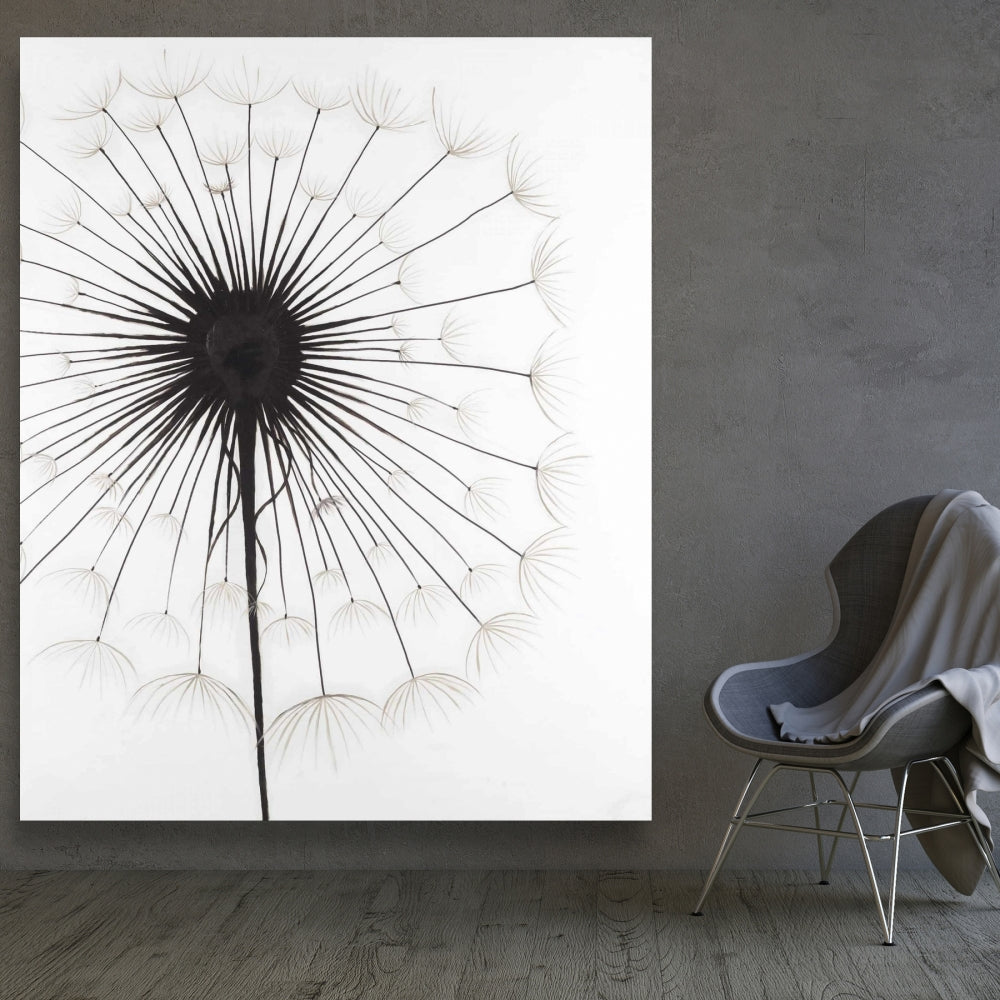 Dandelion Canvas Art | White Botanical Floral Decor
