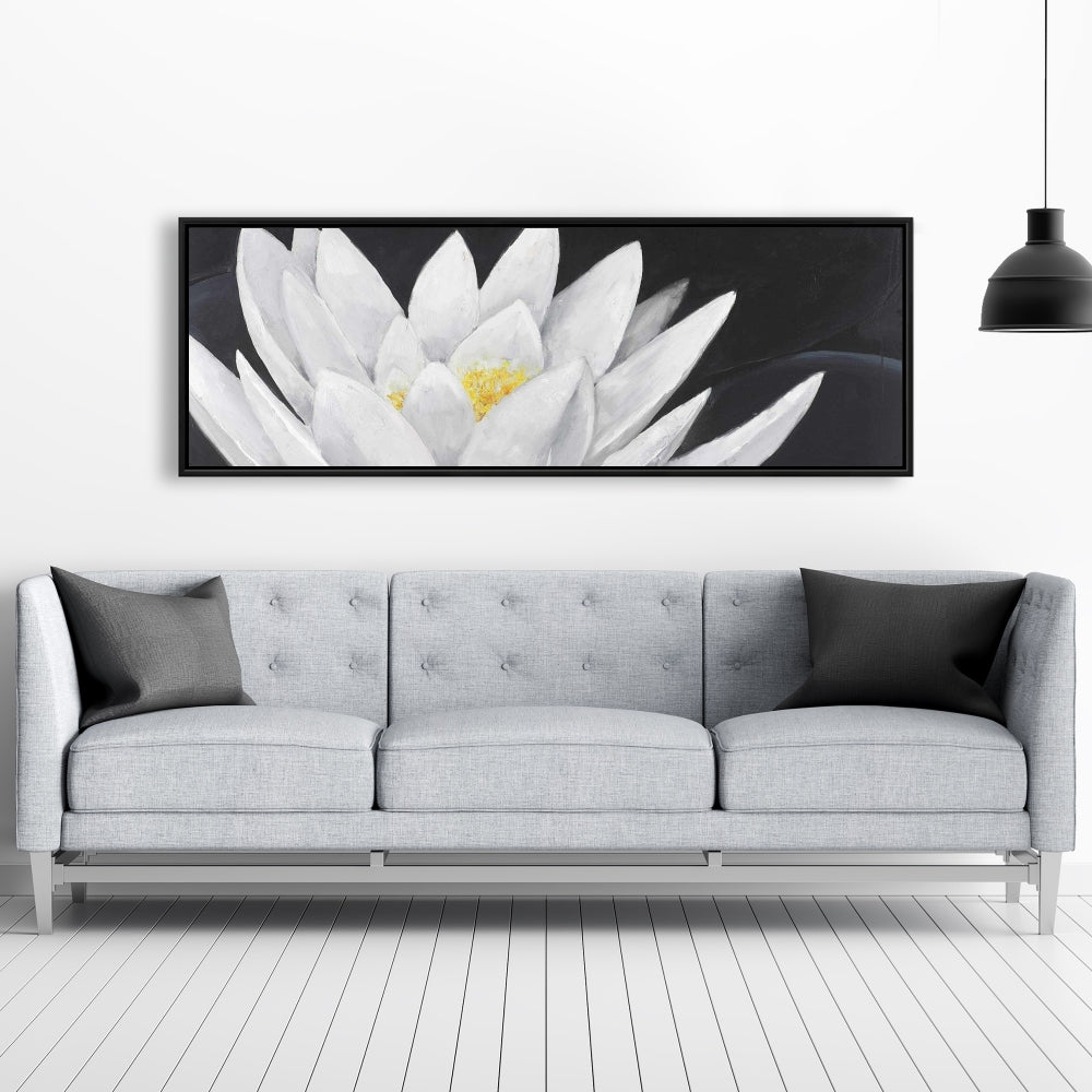 Lotus Flower Reflection Canvas | White Frame Home Decor