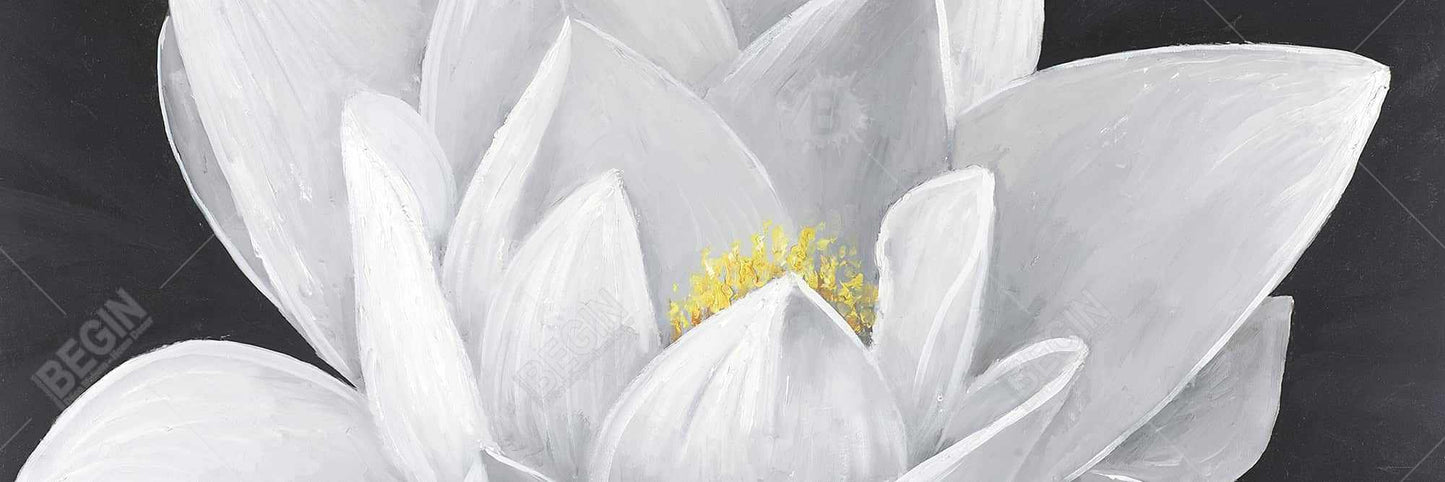 Toile Fleur de lotus suspendue | Cadre botanique blanc