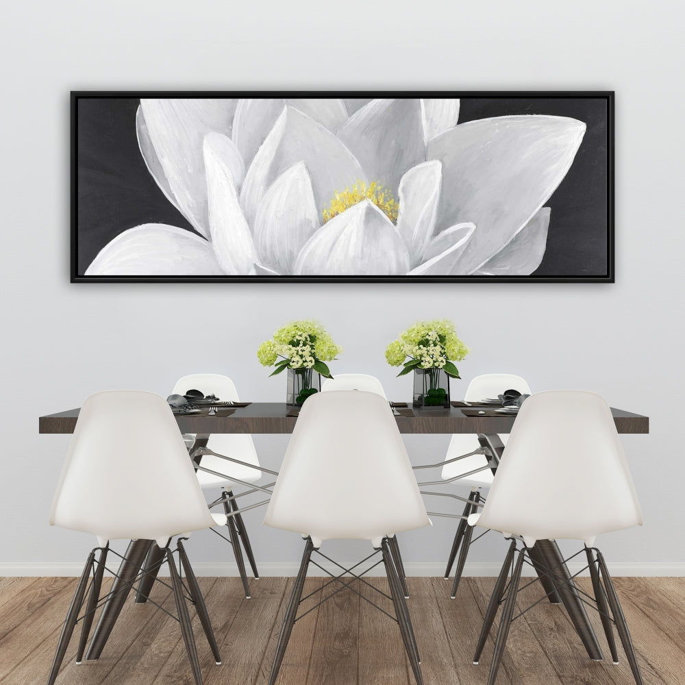 Toile Fleur de lotus suspendue | Cadre botanique blanc