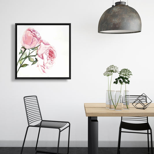 Romantic Pink Bedroom Decor | Watercolor Pink Roses Canvas