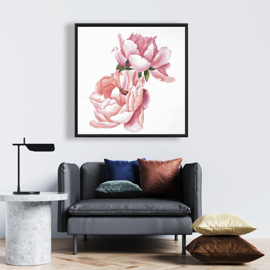 Romantic Floral Canvas | Two Pink Watercolor Roses Decor