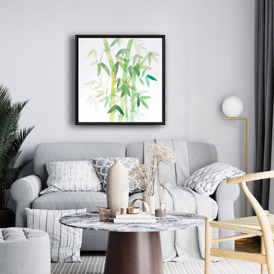 Watercolor Bamboo Leaves | Asian Floral Canvas | Home Decor