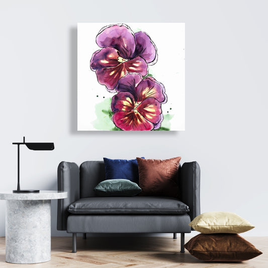 Bohemian Botanical Canvas | Two Blossoming Orchid Wall Art