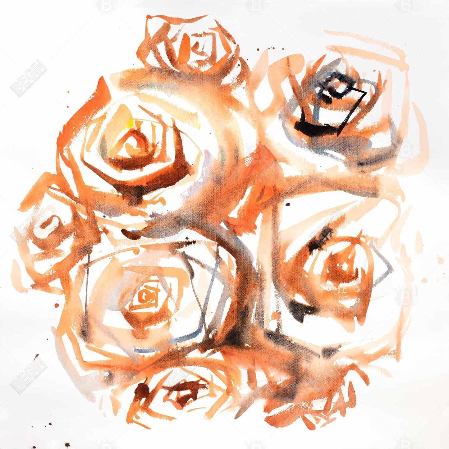 Sepia Abstract Roses Canvas | Illustrative Flowers Home Decor