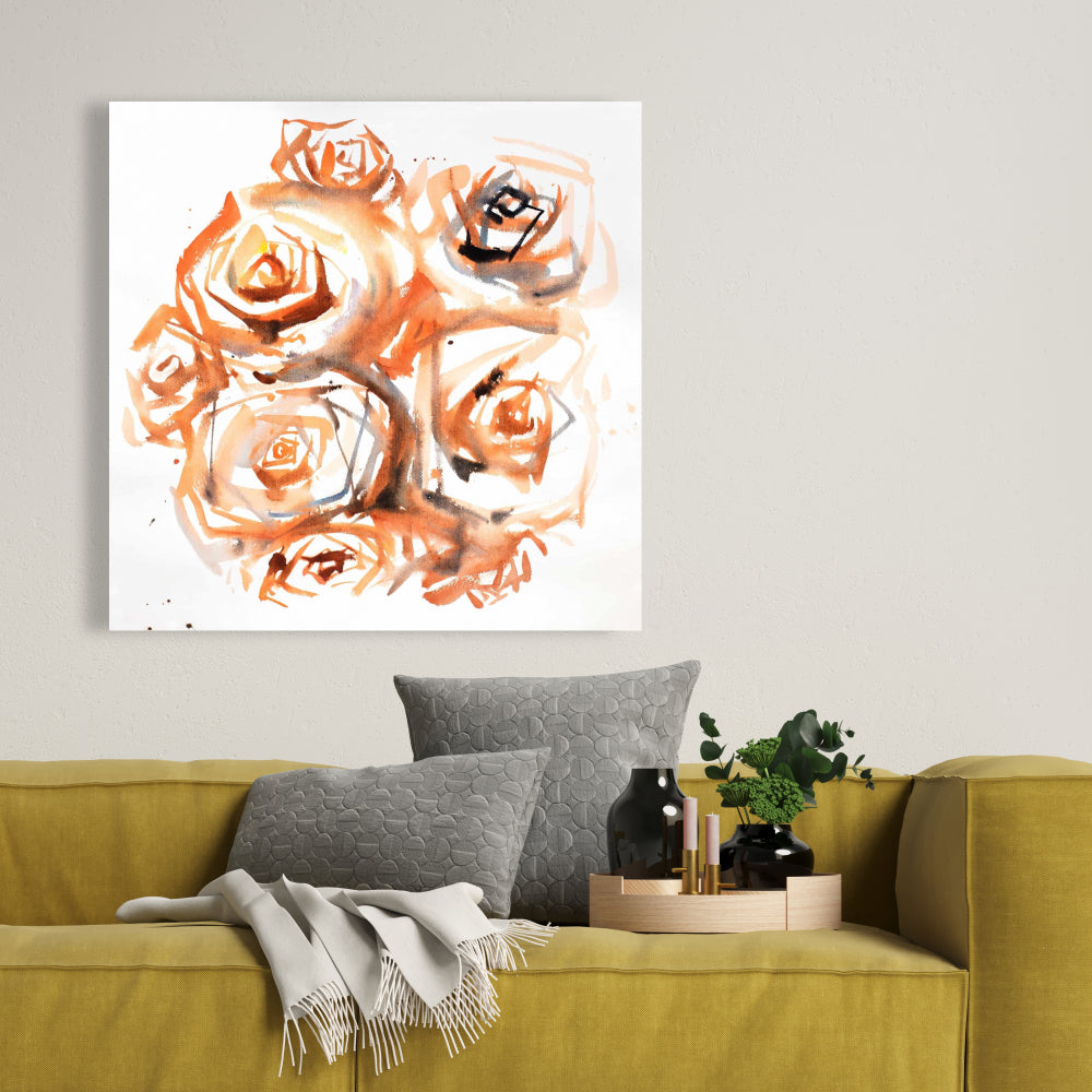Sepia Abstract Roses Canvas | Illustrative Flowers Home Decor