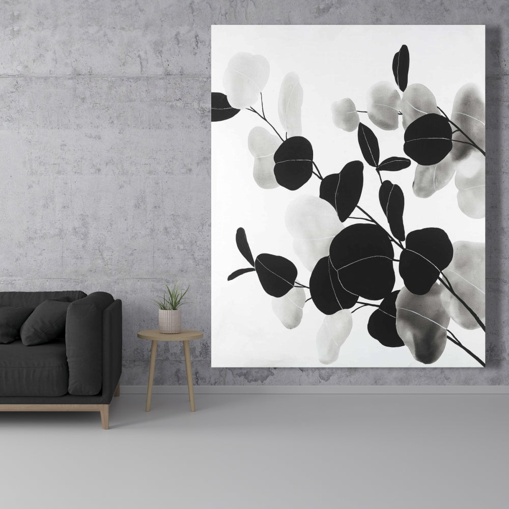 Minimalist Grayscale Branches Canvas - Floral Bedroom Decor