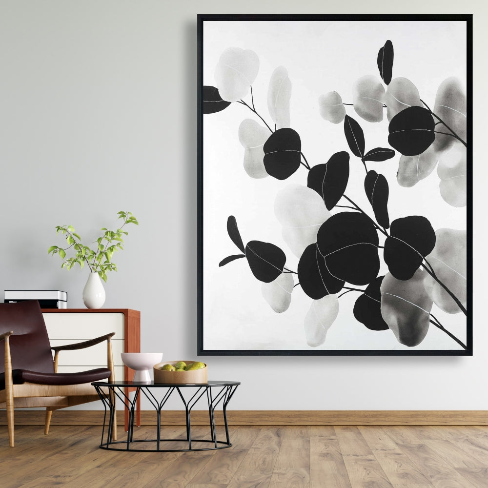 Grayscale Branches & Leaves Canvas - Floral Home Decor Wall Art