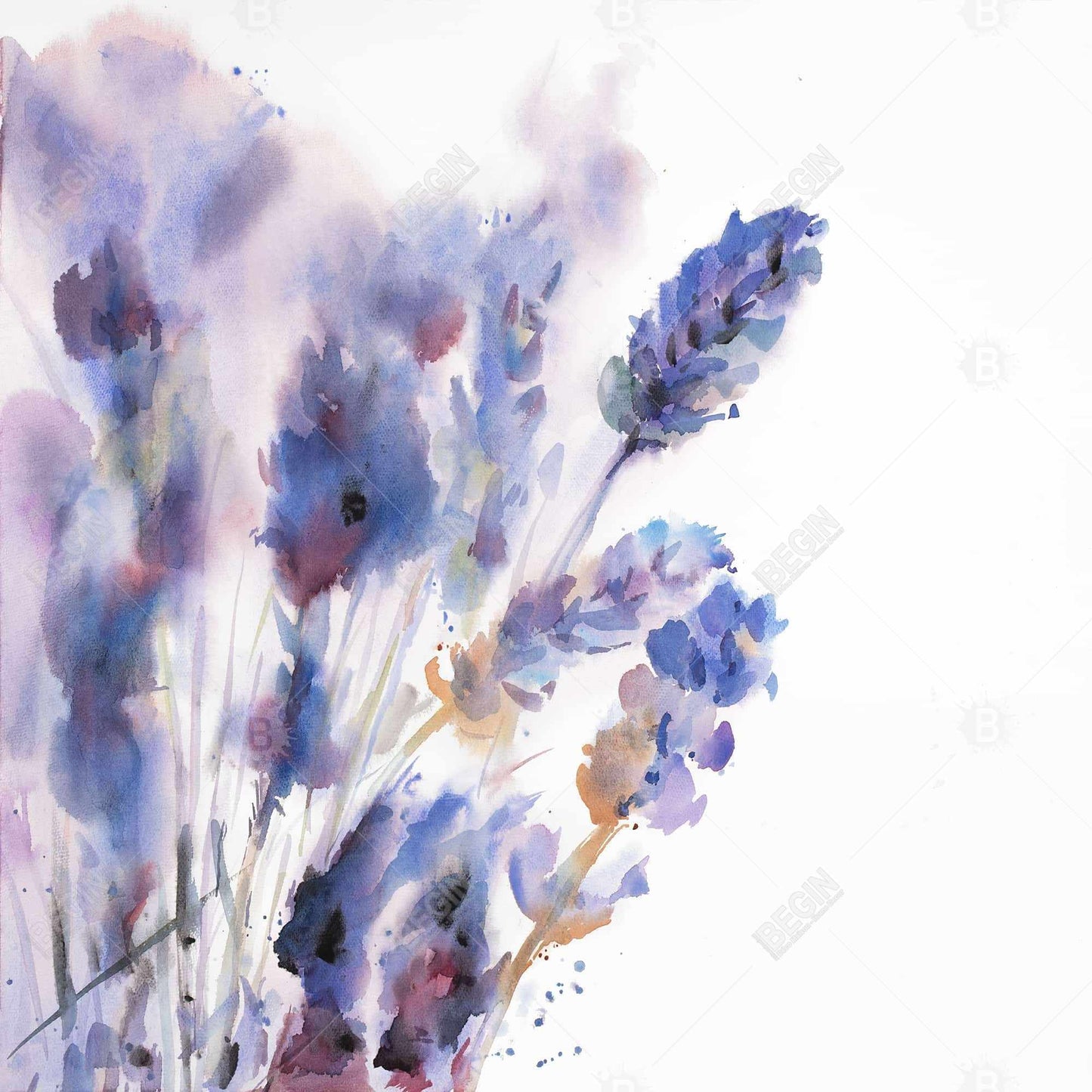 Watercolor Lavender Flowers Canvas | Botanical Home Decor