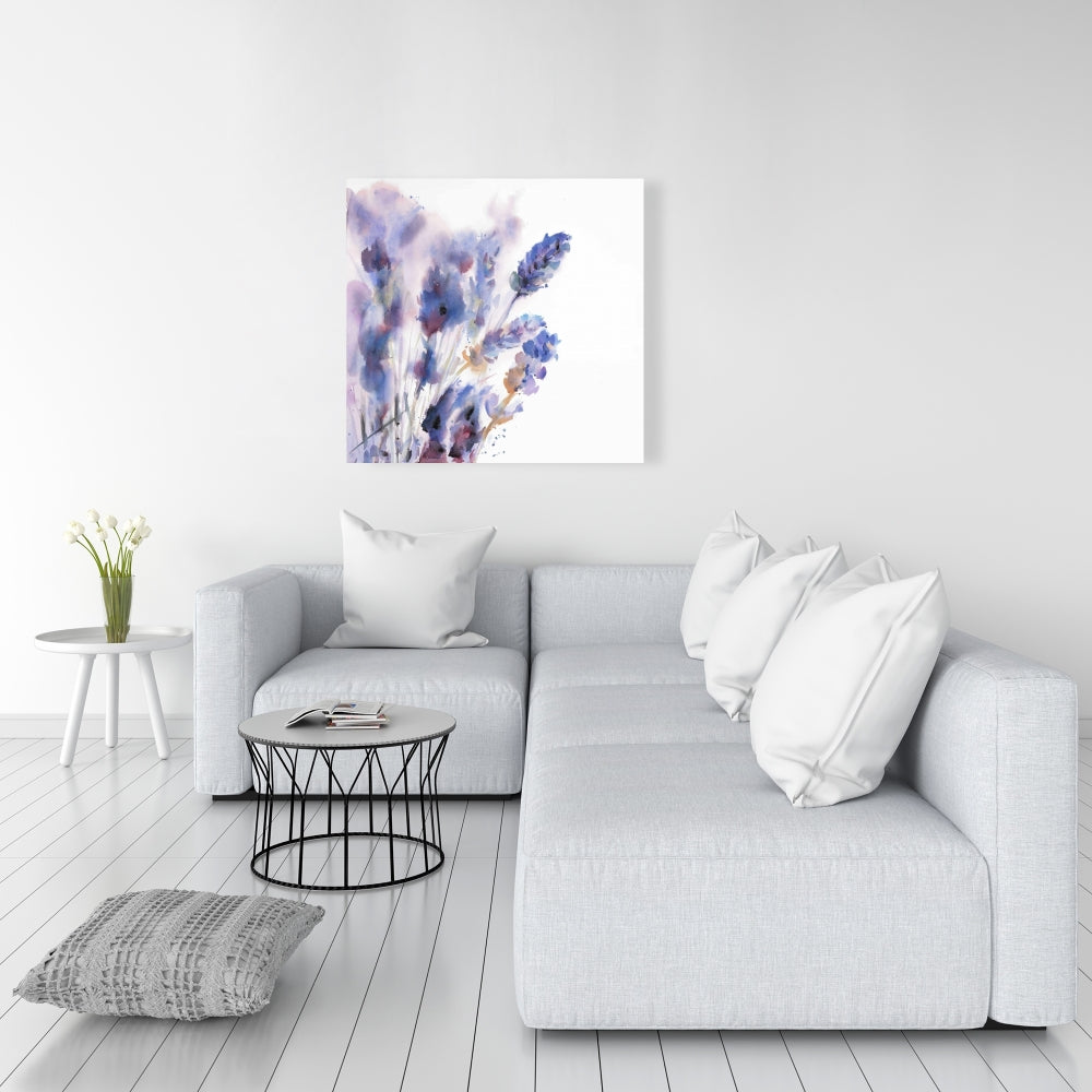 Watercolor Lavender Flowers Canvas | Botanical Home Decor