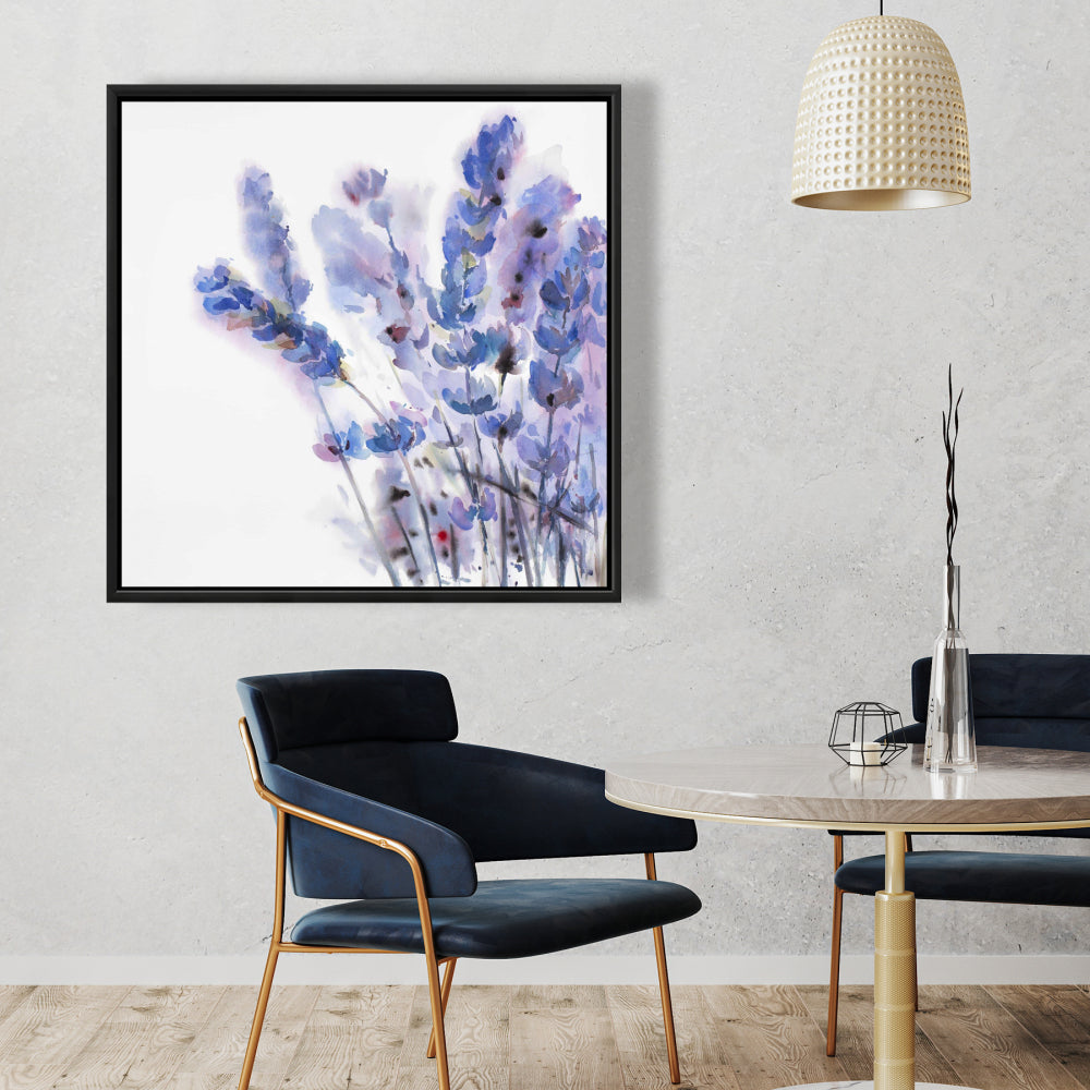 Toile aquarelle « Fleurs de lavande » | Décoration florale violette