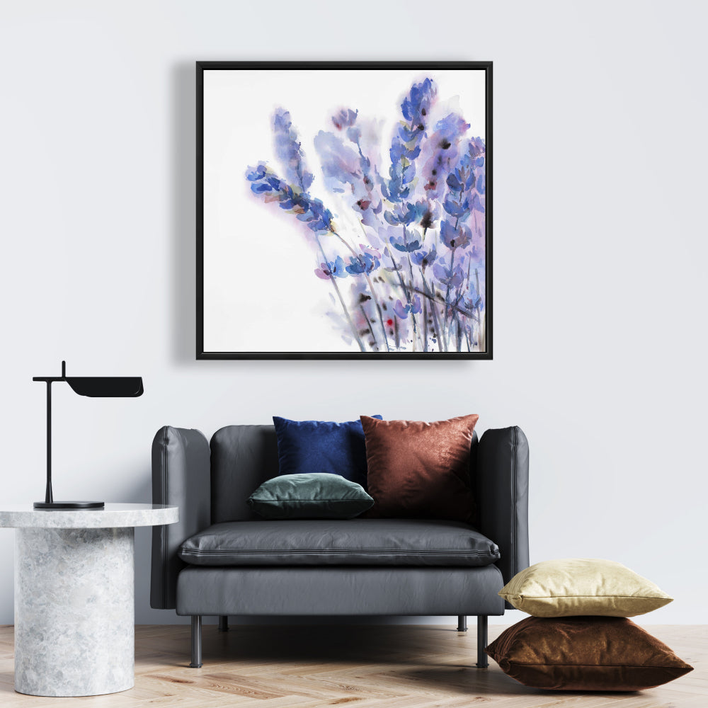Toile aquarelle « Fleurs de lavande » | Décoration florale violette
