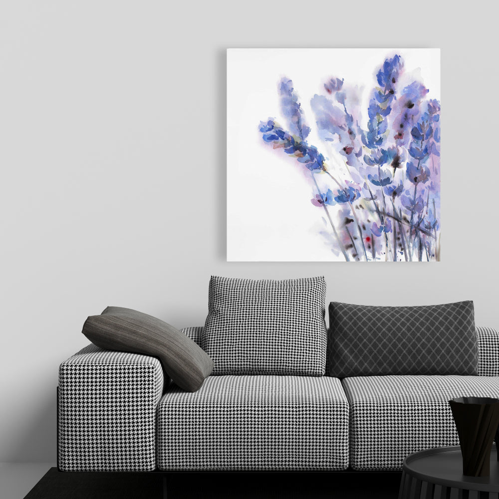 Watercolor Lavender Flowers Canvas | Rustic Floral Home Decor