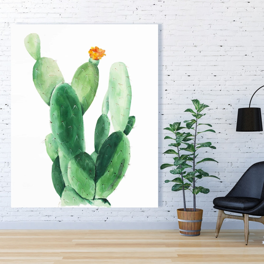 Watercolor Paddle Cactus Canvas | Botanical Bedroom Decor