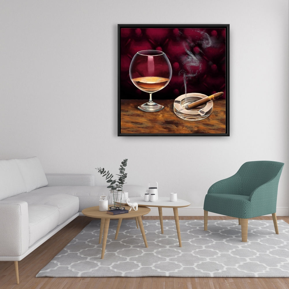 Toile Gastronomie Brune - Alcool et Cigare - Décoration d'intérieur