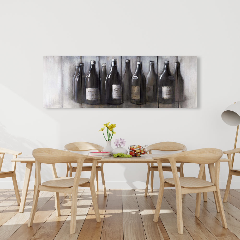 Modern Kitchen Decor: Vintage Bottles Brown Canvas Art