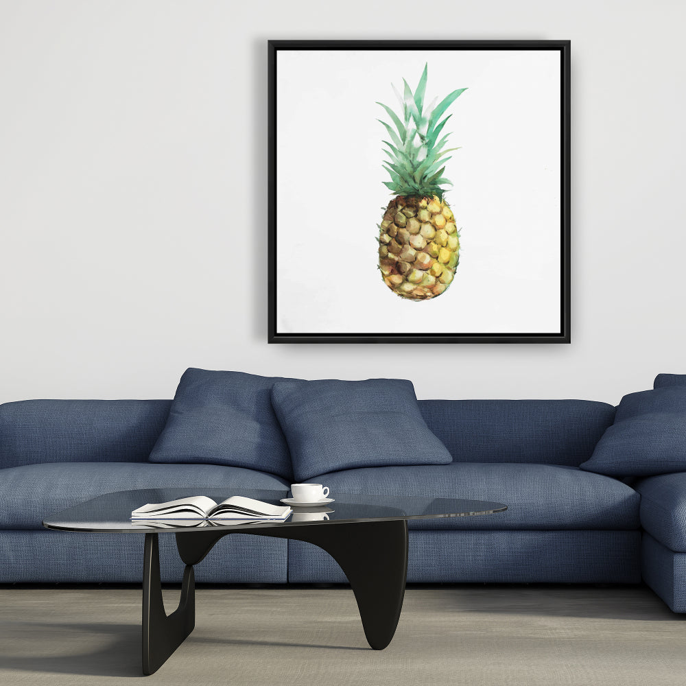 Watercolor Pineapple Canvas | Brown Kitchen Decor Wall Art